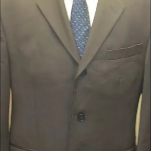 CK Calvin Klein Men Blazer 40R Dark Brown 100% Wool Lined 3 Buttons Canada Made - Picture 2 of 5